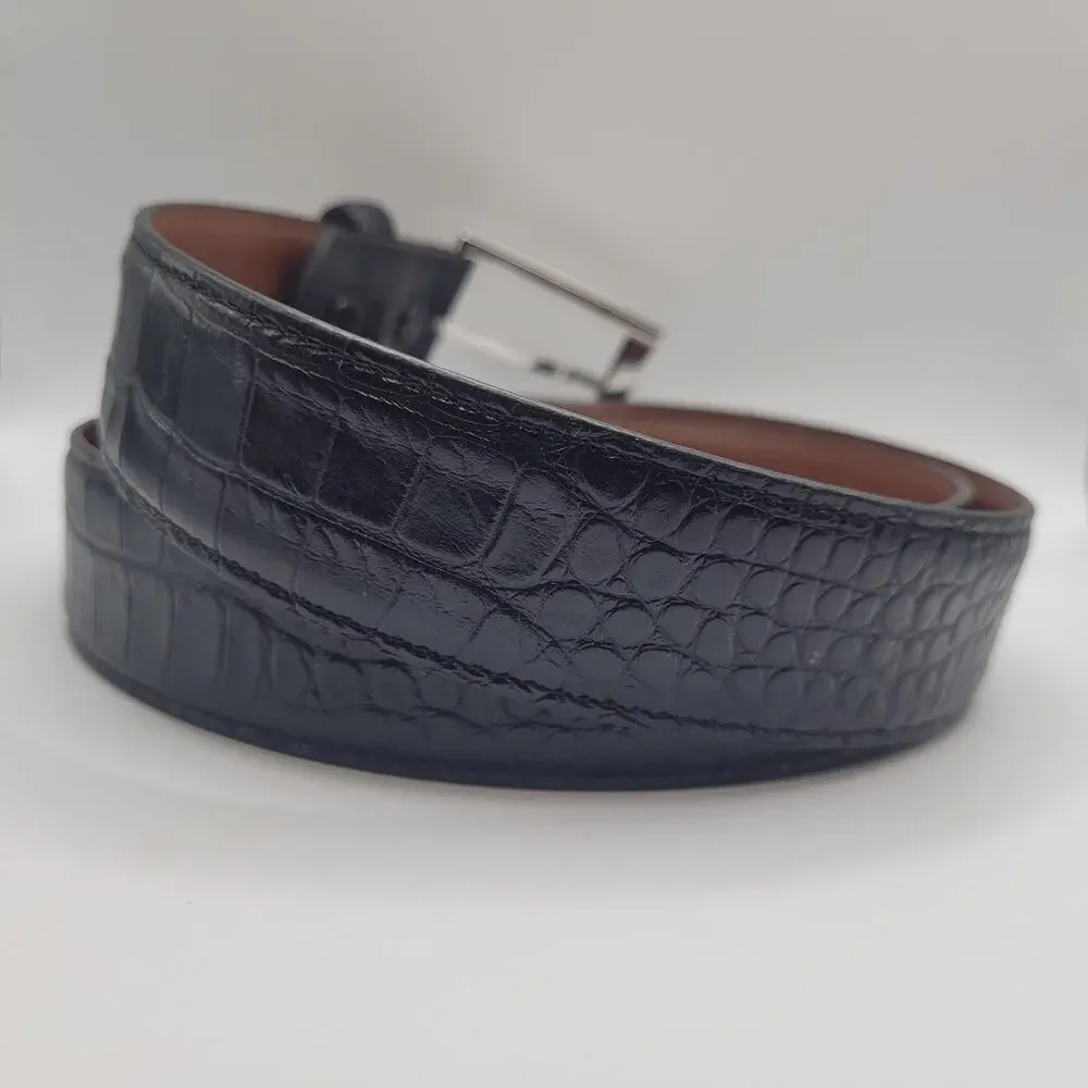 Torino Belt 40 Black Leather Alligator Embossed Calfskin 54260 Dress Classic USA